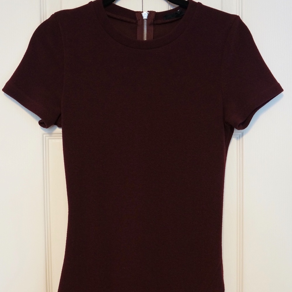 Maroon Dress with Asymmetric Hem